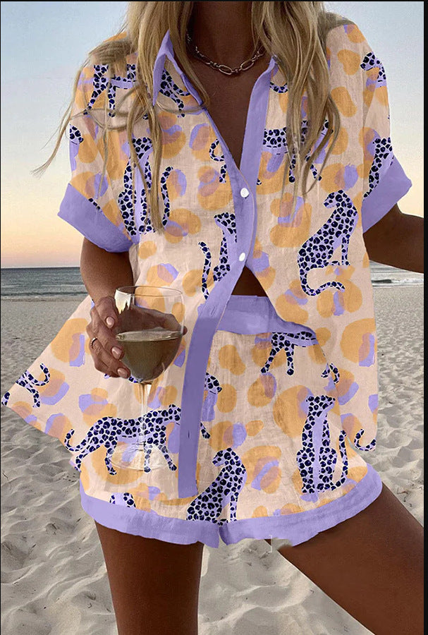 Vionara – Short Summer Suit in Leopard Print