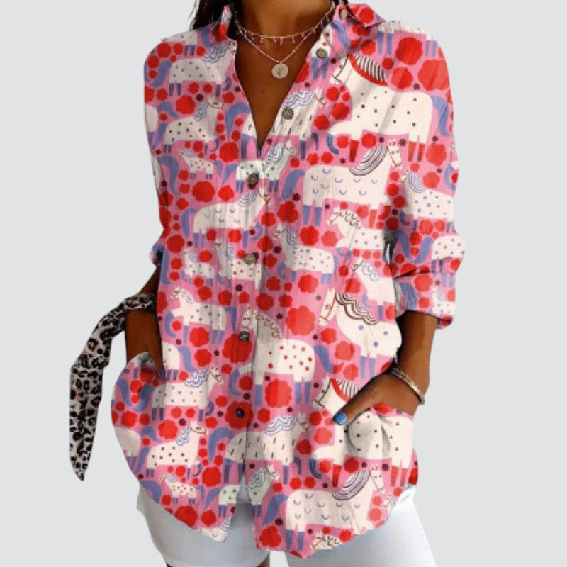 Vera™ | Blouse with Colourful Design