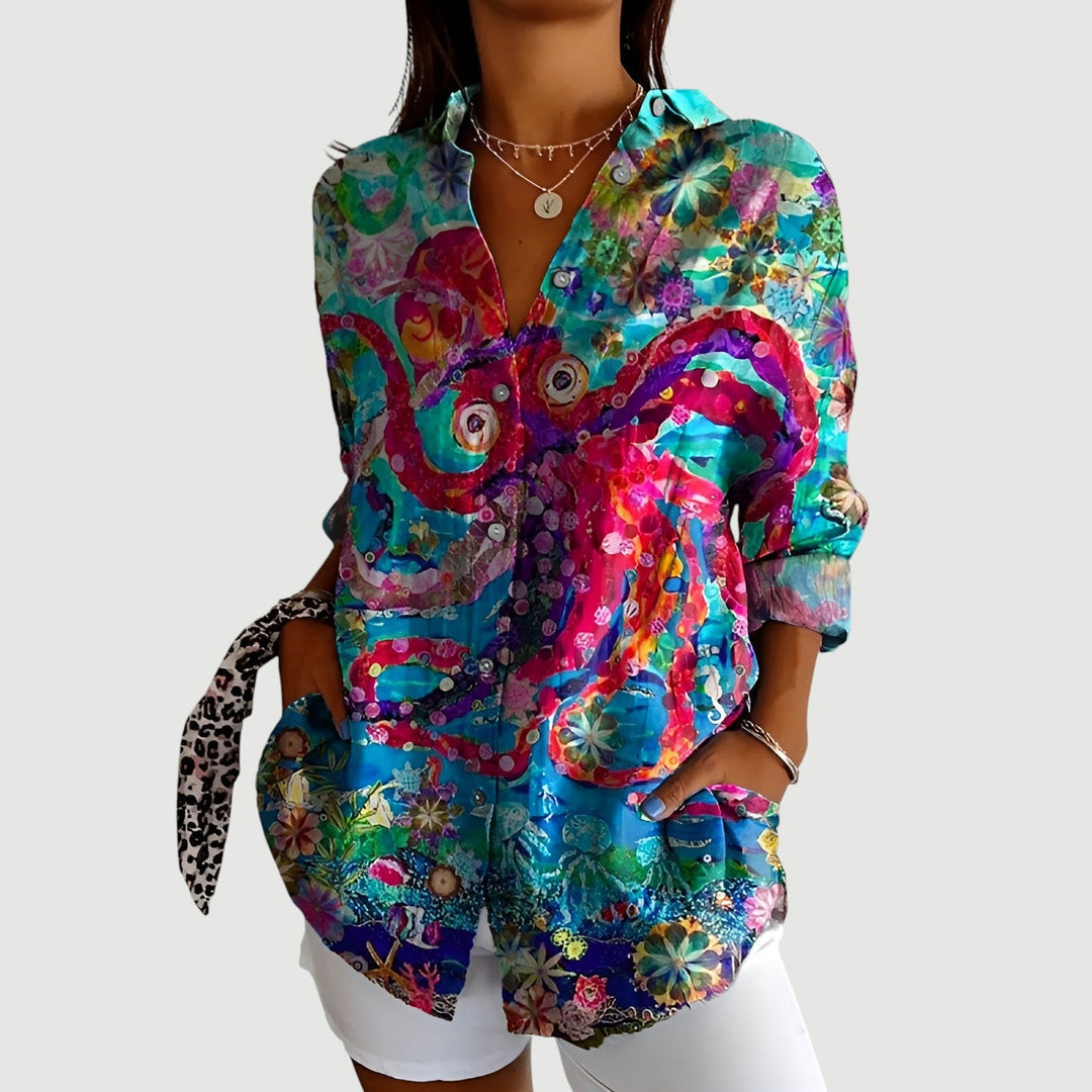 Agnes™ | Blouse with Colourful Design