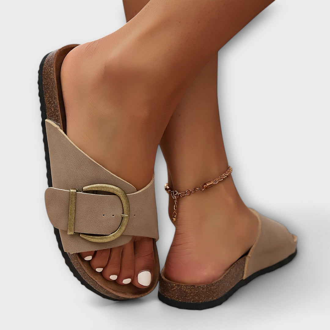 Margie - Cork Sandals with Buckle Strap Design