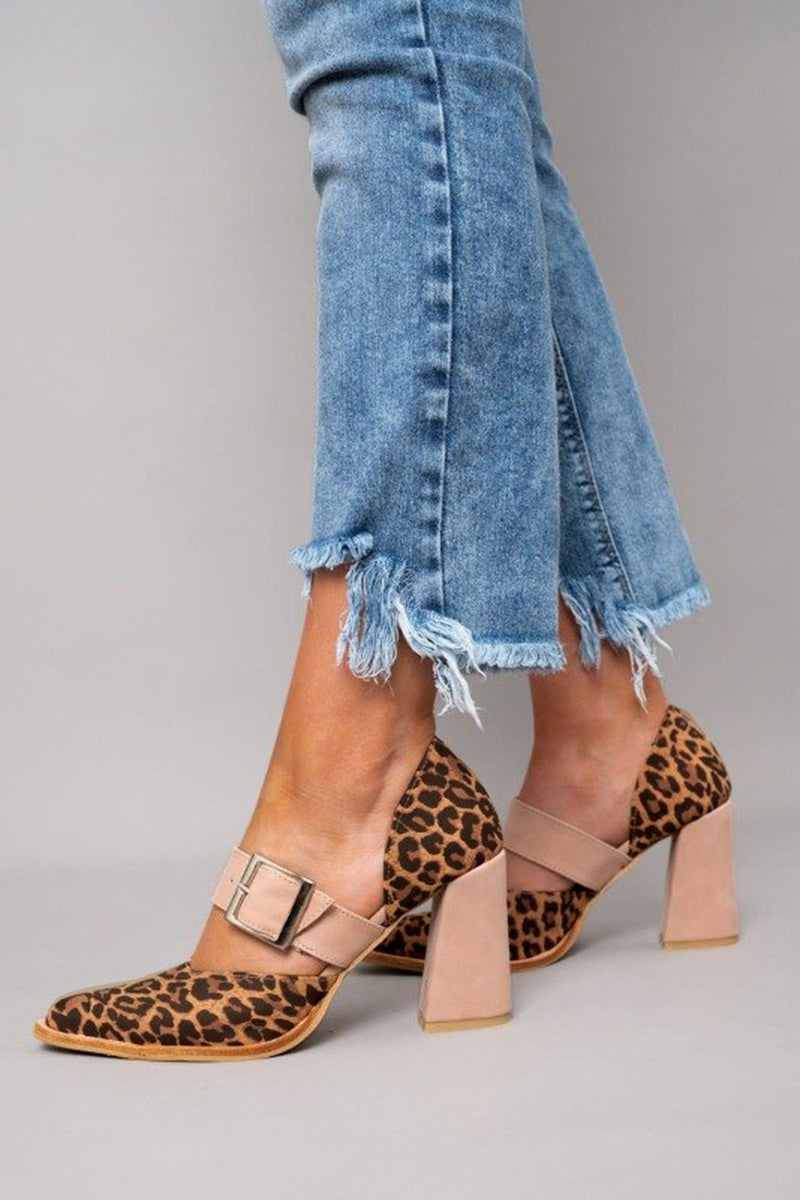 Avano™ | Suede Sandals with Leopard Print and Sturdy Heel
