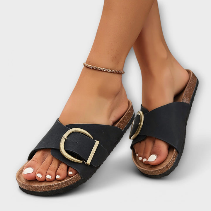 Margie - Cork Sandals with Buckle Strap Design