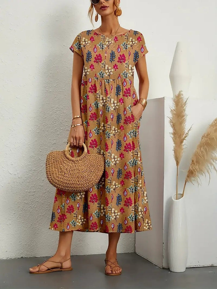 Ivory – Floral Print Midi Dress