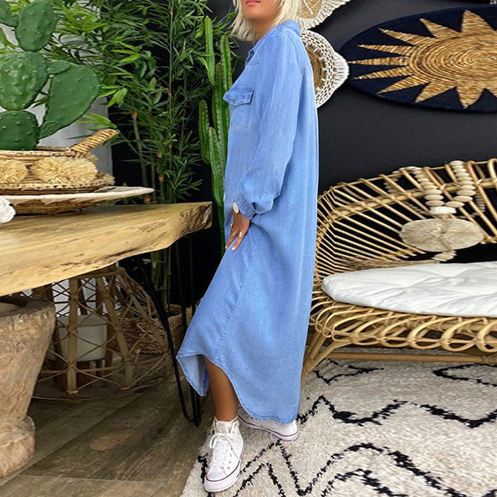 Lina™ - Long Sleeve Denim Maxi Dress