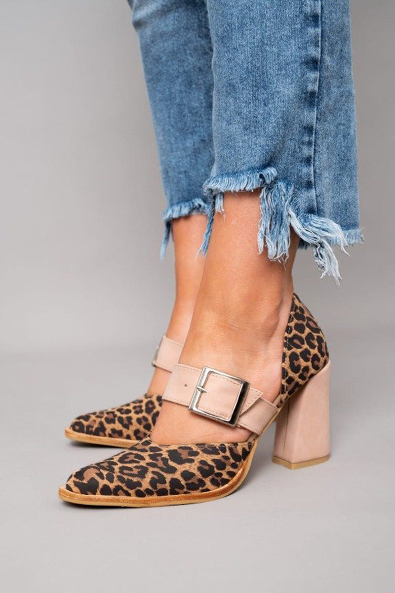 Avano™ | Suede Sandals with Leopard Print and Sturdy Heel