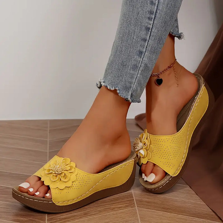 Indy™ | Stylish Floral Slip-On Wedge Sandals