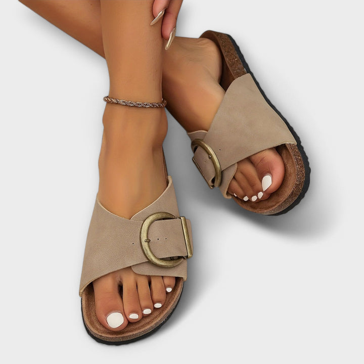 Margie - Cork Sandals with Buckle Strap Design