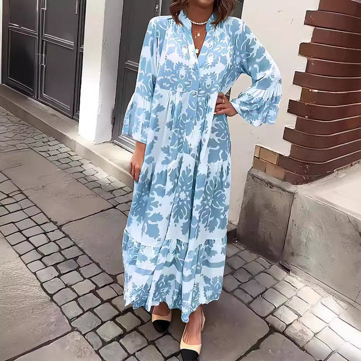 Janella – Printed Flared Maxi Dress