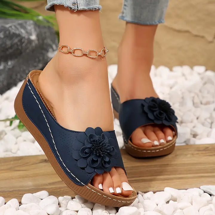 Indy™ | Stylish Floral Slip-On Wedge Sandals