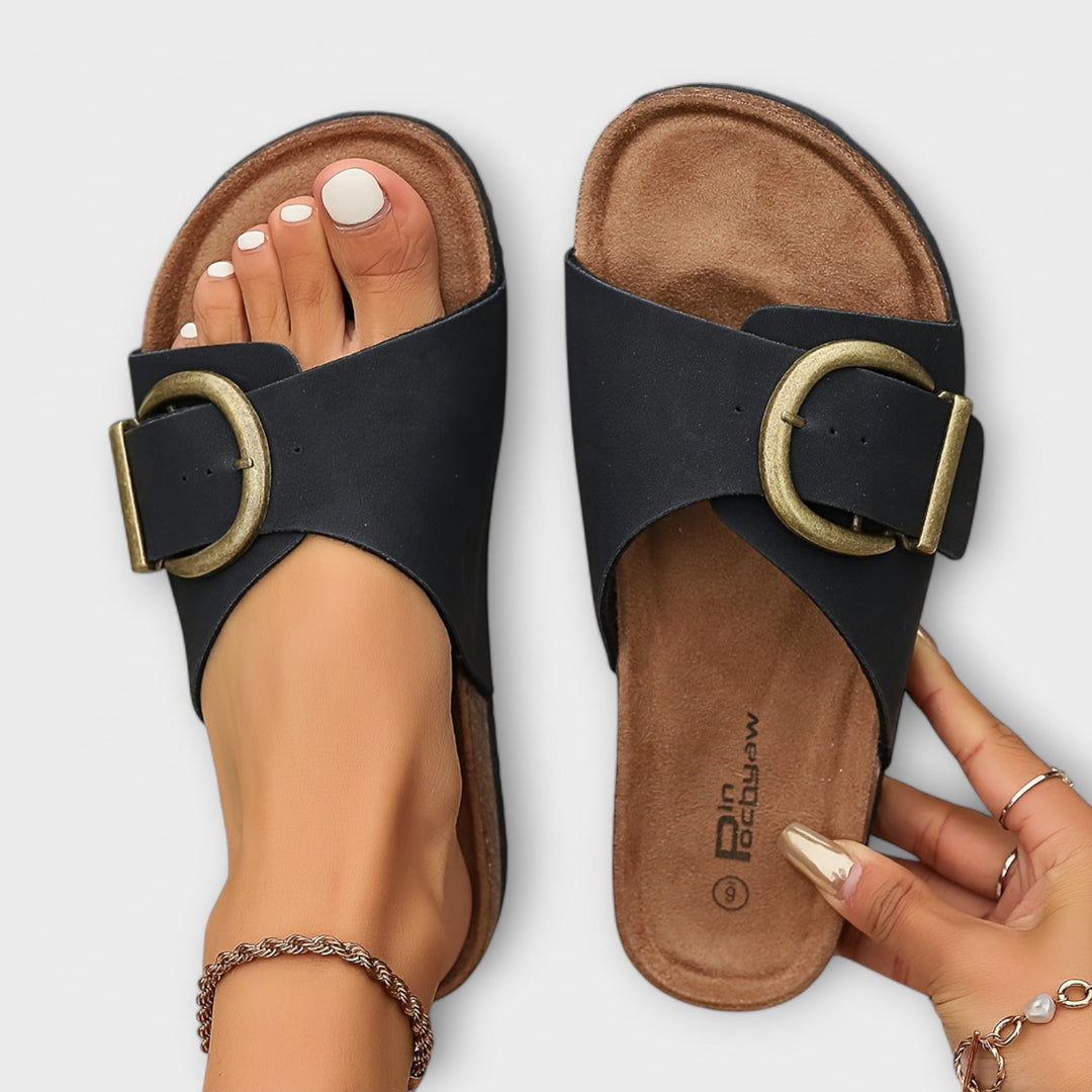 Margie - Cork Sandals with Buckle Strap Design