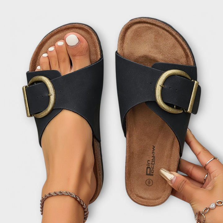 Margie - Cork Sandals with Buckle Strap Design