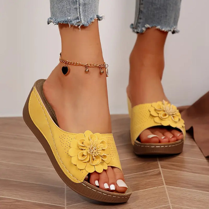 Indy™ | Stylish Floral Slip-On Wedge Sandals