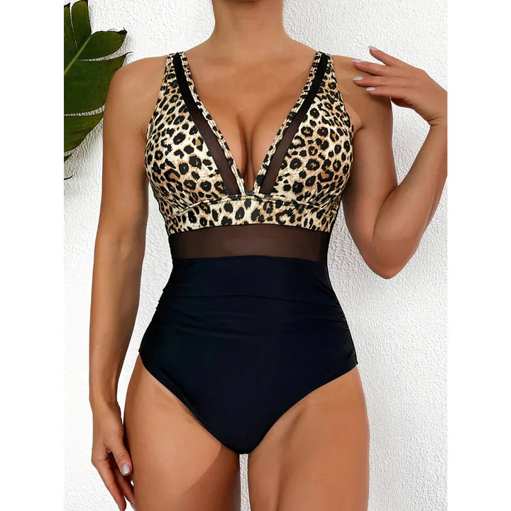 Jennie | Mesh-Detail Shaping Swim Bodysuit