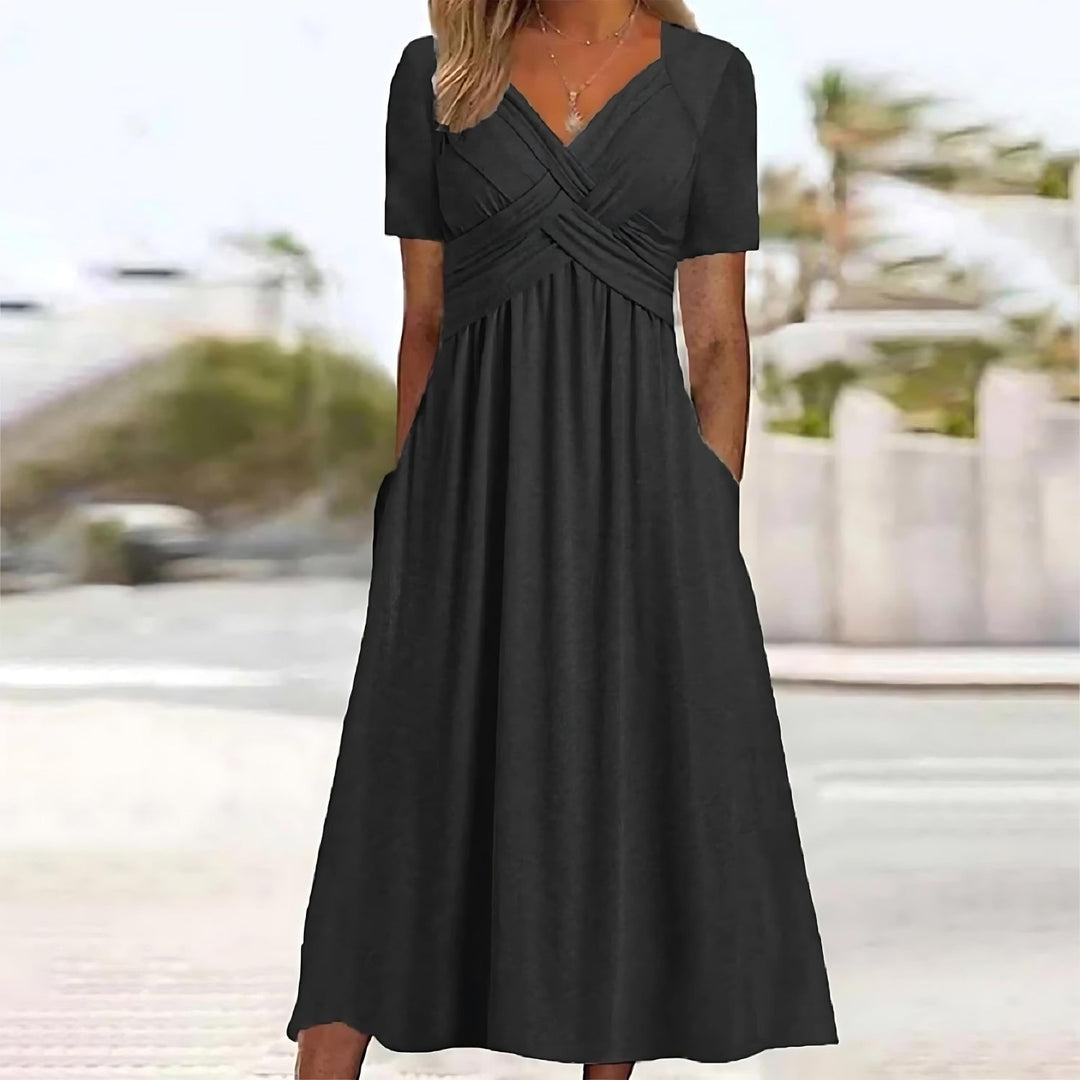 Serena - Elegant Midi Dress with Tummy Coverage