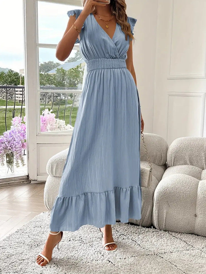 Terry – Ruffle Sleeve Smocked Midi Dress
