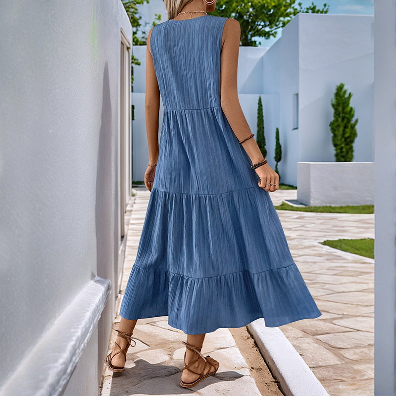 Joyce – Sleeveless Tiered Midi Dress