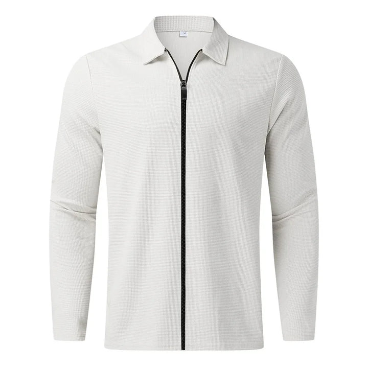 ZAVERO | Waffle Knitted Jacket with Zip