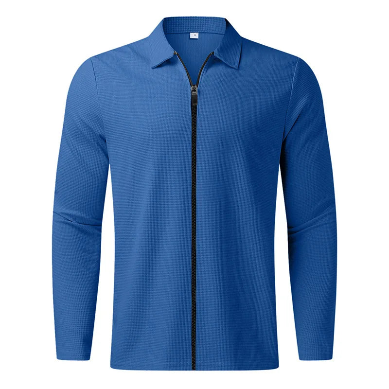 ZAVERO | Waffle Knitted Jacket with Zip