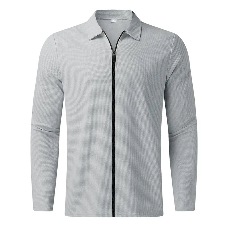 ZAVERO | Waffle Knitted Jacket with Zip