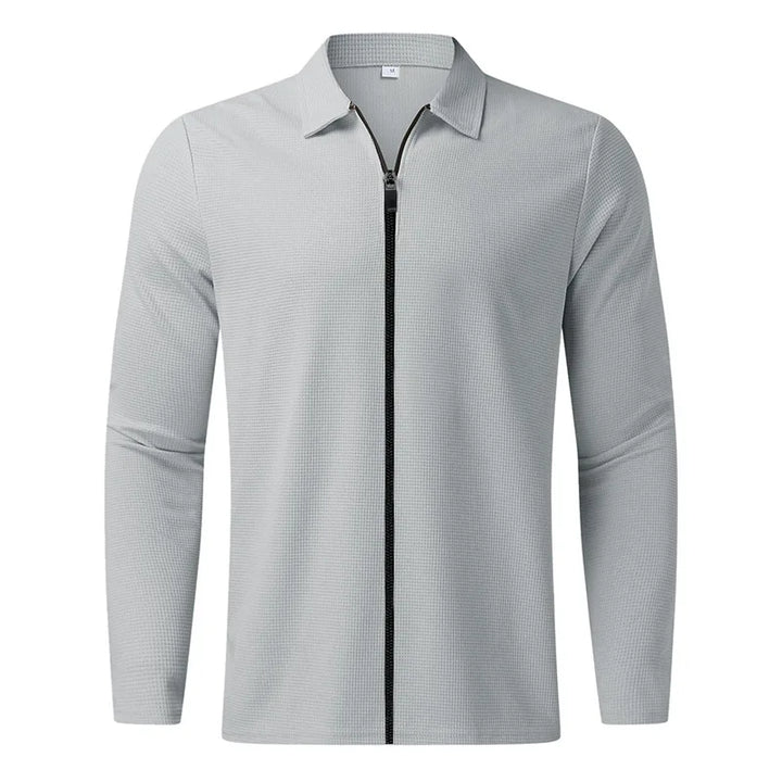 ZAVERO | Waffle Knitted Jacket with Zip