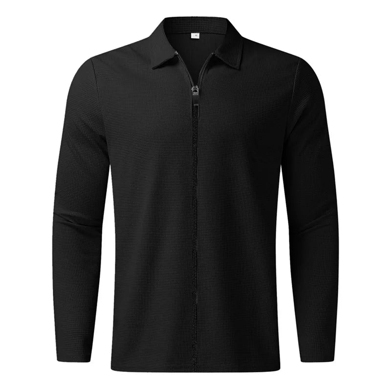 ZAVERO | Waffle Knitted Jacket with Zip