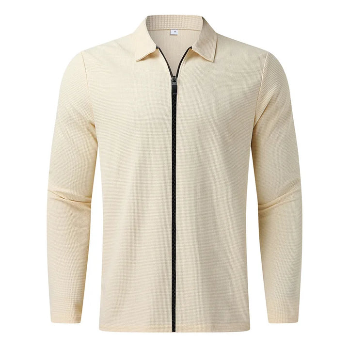 ZAVERO | Waffle Knitted Jacket with Zip