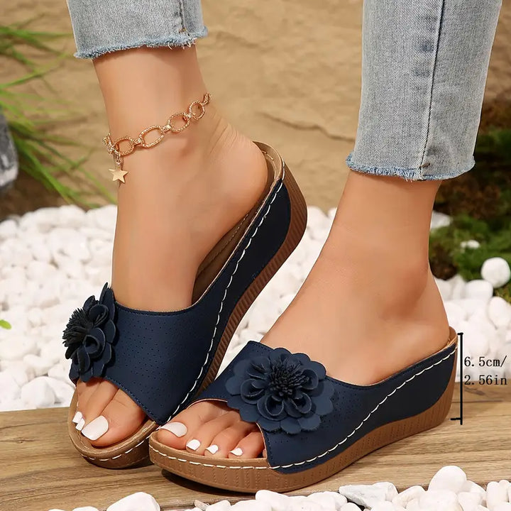 Indy™ | Stylish Floral Slip-On Wedge Sandals