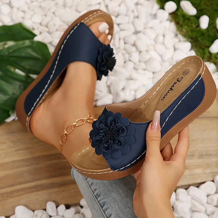Indy™ | Stylish Floral Slip-On Wedge Sandals