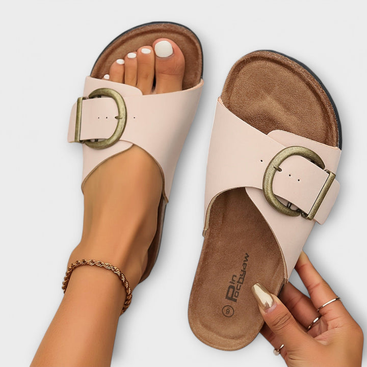 Margie - Cork Sandals with Buckle Strap Design
