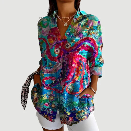 Amalie™ | Blouse with Colourful Design