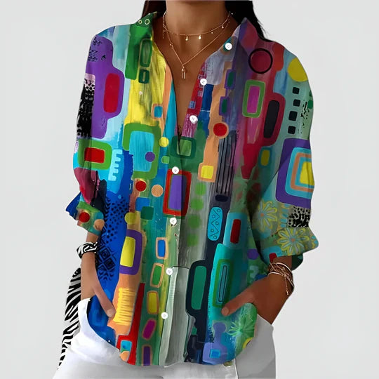 Amalie™ | Blouse with Colourful Design