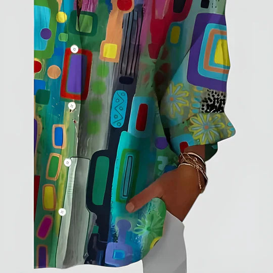 Amalie™ | Blouse with Colourful Design