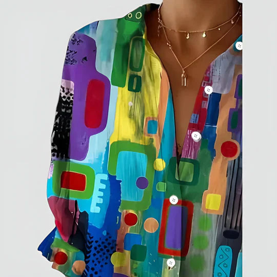 Amalie™ | Blouse with Colourful Design