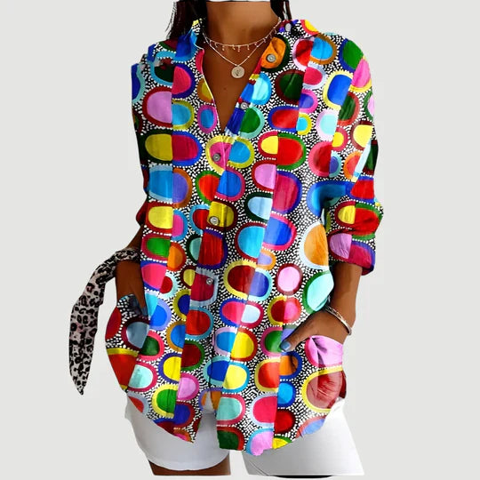 Amalie™ | Blouse with Colourful Design