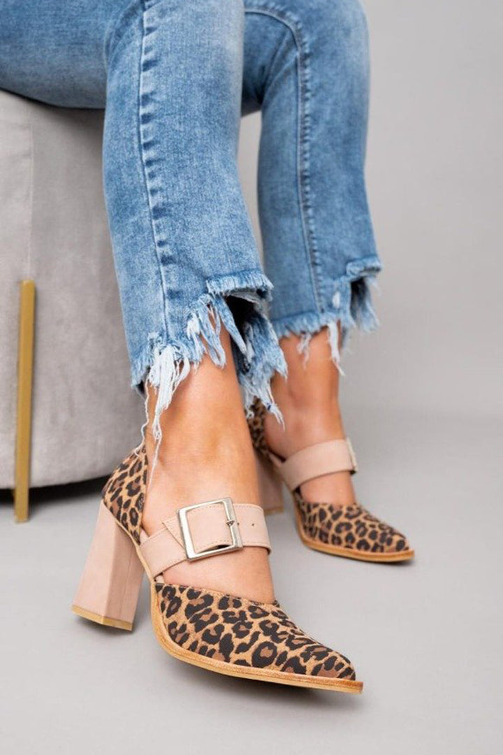 Avano™ | Suede Sandals with Leopard Print and Sturdy Heel