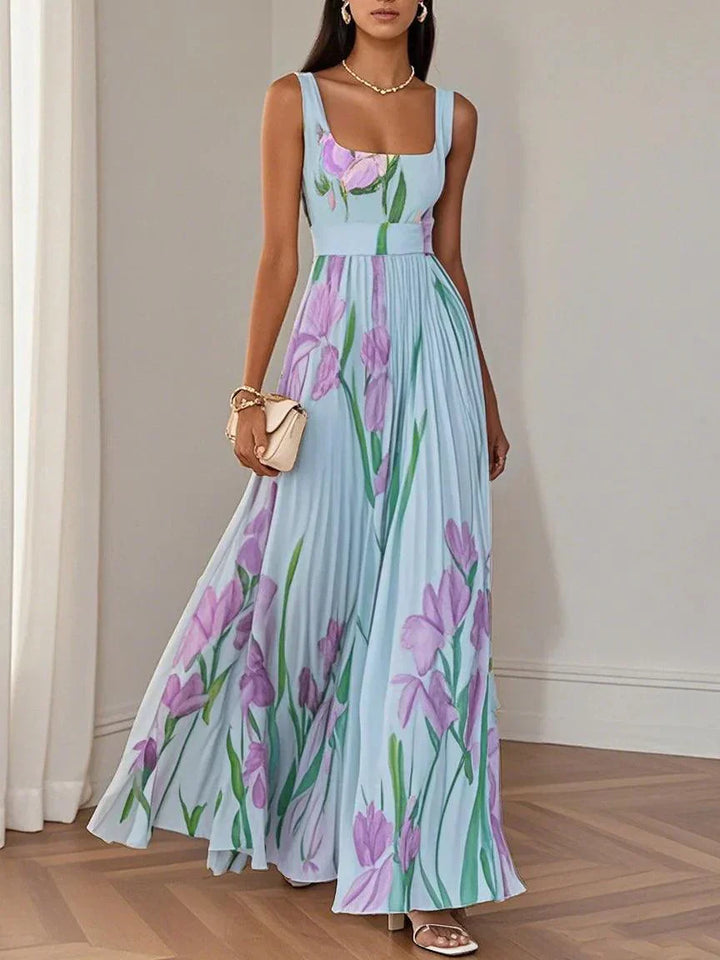 Nina - Stylish Long Pleated Floral Dress for Women