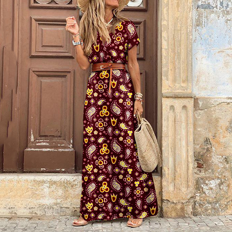 Romy – Long Bohemian Dress with Gathered Waist