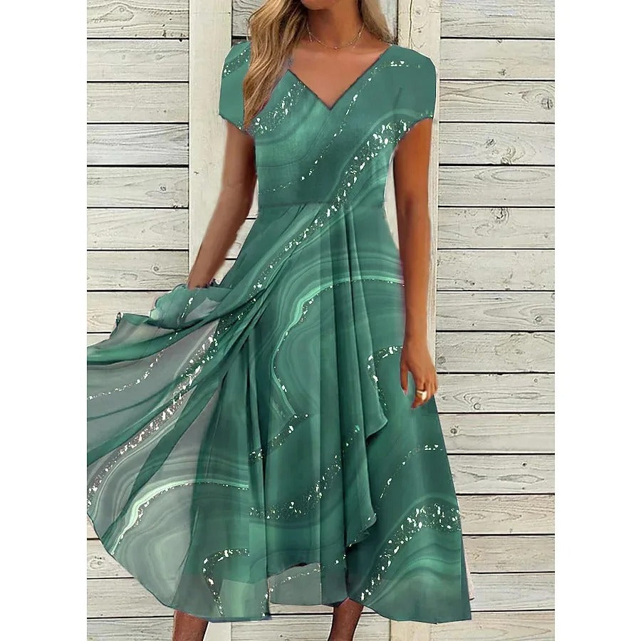 FLORENCE - ELEGANT V-NECK MIDI DRESS
