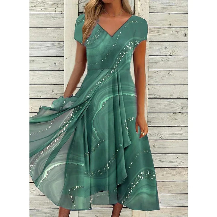 FLORENCE - ELEGANT V-NECK MIDI DRESS